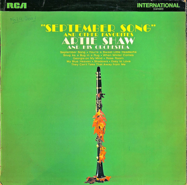 Artie Shaw And His O - September Song And Other Favourites - Used Vin image 1