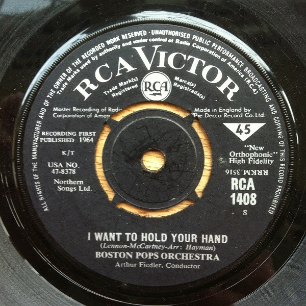 Boston Pops Orchestr - I Want To Hold Your Hand - Used Vinyl Record 7 image 1