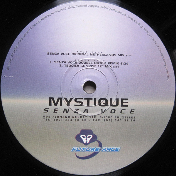 Mystique - Senza Voce / Tequila Sunrise - Used Vinyl Record 12" image 1