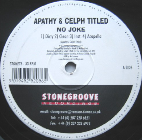 Apathy - No Joke / Science Of The Bumrush - Used Vinyl Record 12" image 1