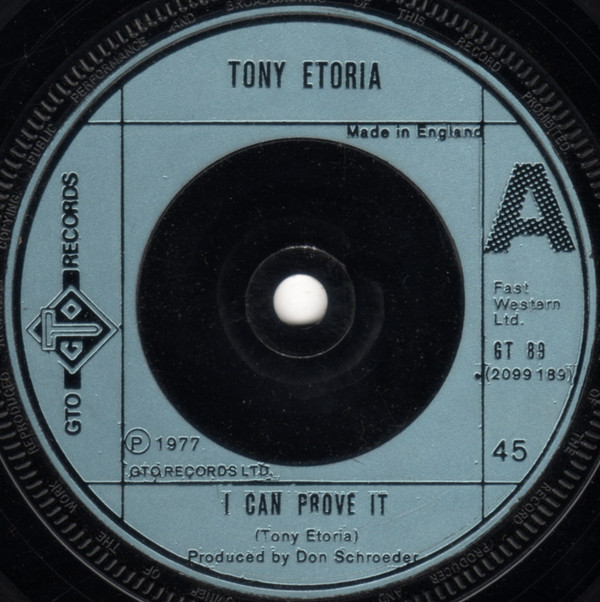 Tony Etoria - I Can Prove It - Used Vinyl Record 7" image 1