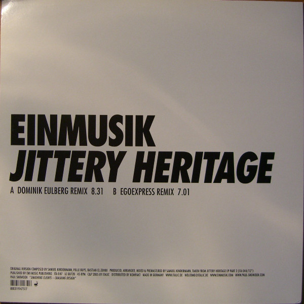 Einmusik - Jittery Heritage Remixes - Used Vinyl Record 12" image 1