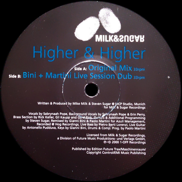 Milk & Sugar - Higher & Higher - Vinyl Record 12" image 1