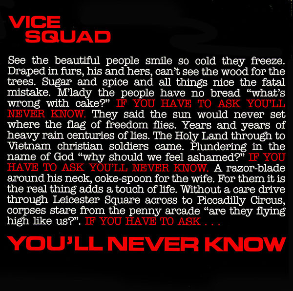Vice Squad - You'll Never Know - Used Vinyl Record 12" image 1