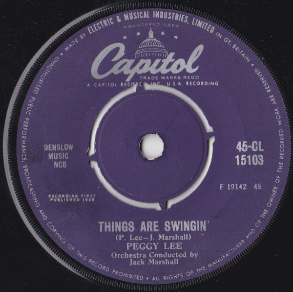 Peggy Lee - Things Are Swingin' - Used Vinyl Record 7" image 1