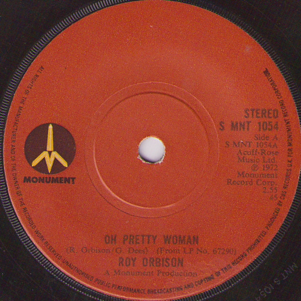 Roy Orbison - Oh Pretty Woman / It's Over - Used Vinyl Record 7" image 1