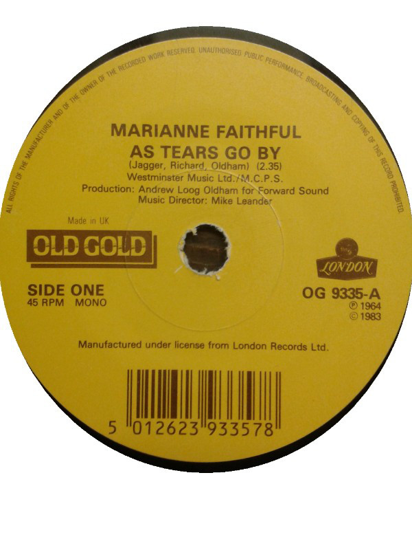 Marianne Faithfull - As Tears Go By / Come And Stay With Me - Used Vi image 1