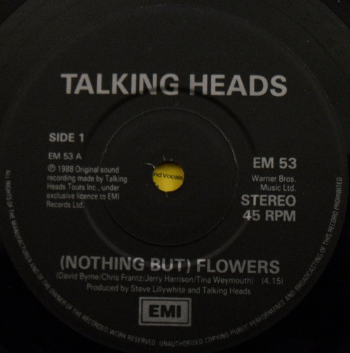 Talking Heads - (Nothing But) Flowers - Used Vinyl Record 7" image 1
