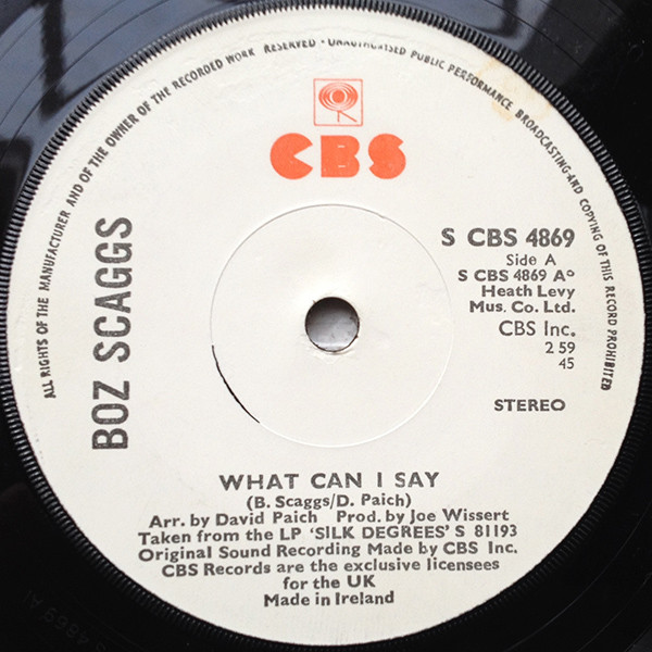 Boz Scaggs - What Can I Say - Used Vinyl Record 7" image 1