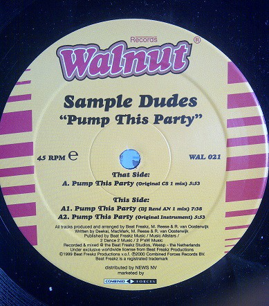 Sample Dudes - Pump This Party - Used Vinyl Record 12" image 1