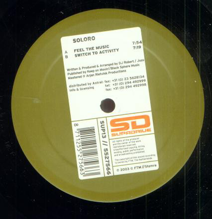 Soloro - Feel The Music / Switch To Activity - Used Vinyl Record 12" image 1