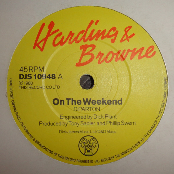 Harding & Browne - On The Weekend - Used Vinyl Record 7" image 1