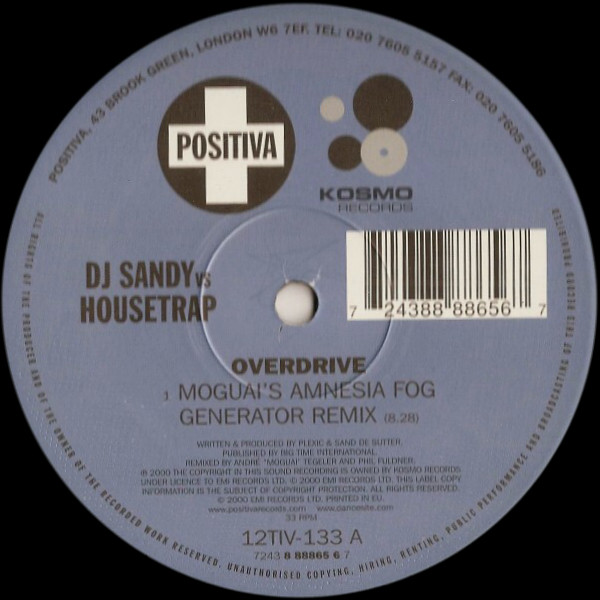 Sandy De Sutter - Overdrive - Used Vinyl 12" image 1