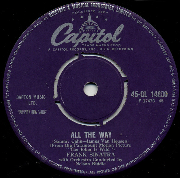 Frank Sinatra - All The Way / Chicago - Used Vinyl Record 7" image 1