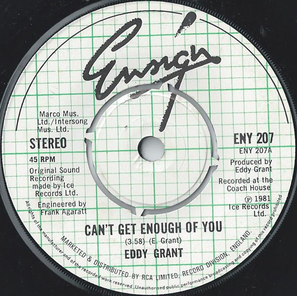 Eddy Grant - Can't Get Enough Of You - Used Vinyl Record 7" image 1