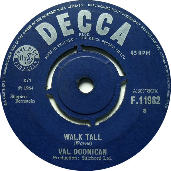 Val Doonican - Walk Tall - Used Vinyl Record 7" image 1