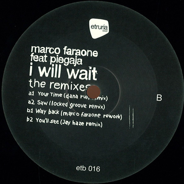 Marco Faraone - I Will Wait (The Remixes) - Vinyl Record 12" image 1