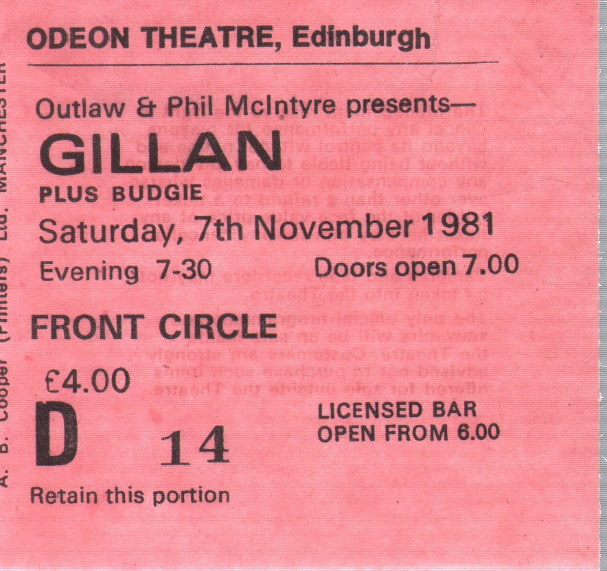 Odeon Theatre Edinburgh 7th November 1981