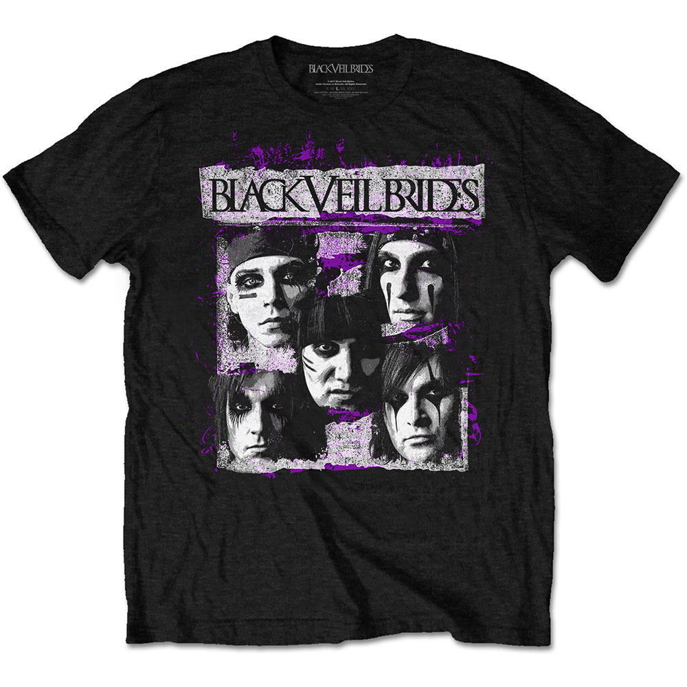 Black Veil Brides Unisex T-Shirt: Grunge Faces (Small)