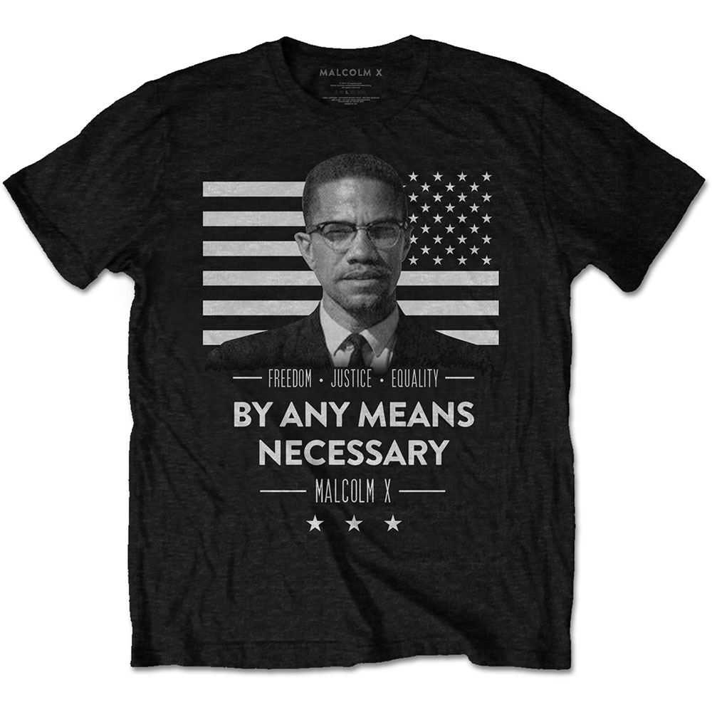 Malcolm X Unisex T-Shirt: By Any Means Necessary (Small)