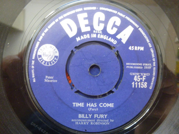 Billy Fury - Time Has Come/Angel Face - Used Vinyl Record 7" image 1