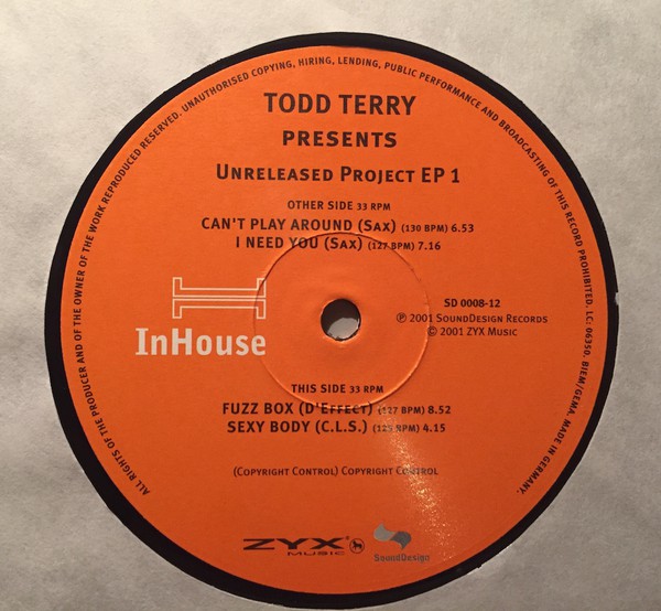 Todd Terry - Unreleased Project EP  1 - Used Vinyl Record 12" image 1