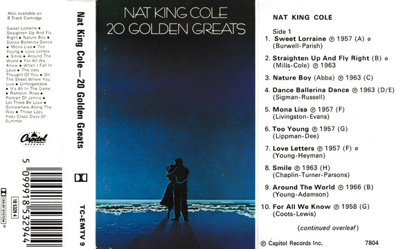 Nat King Cole - 20 Golden Greats - Used Cassette image 1