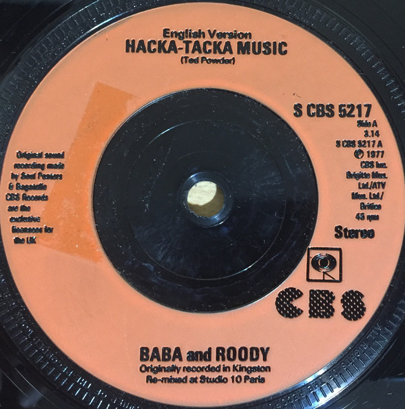 Baba & Roody - Hacka Tacka Music - Used Vinyl Record 7" image 1