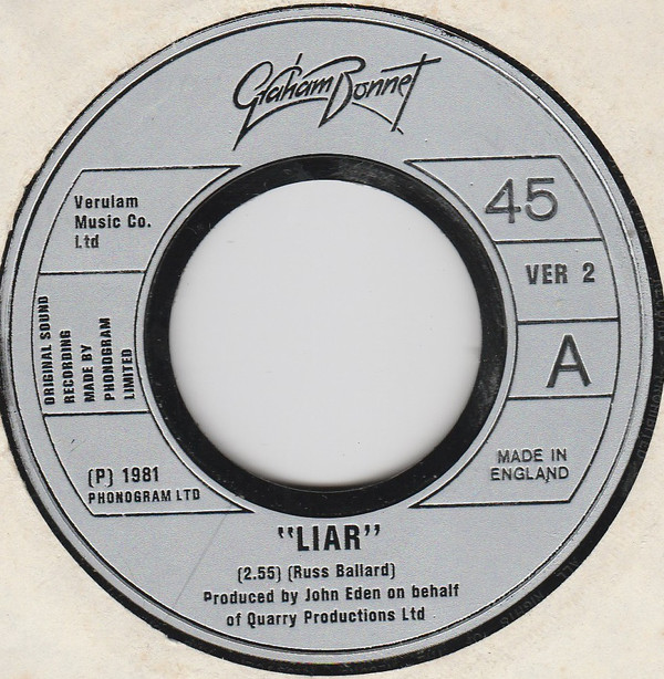Graham Bonnet - Liar - Used Vinyl Record 7" image 1