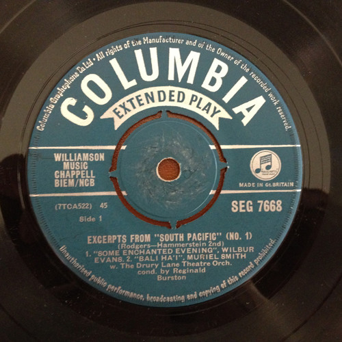 Wilbur Evans - Excerpts From "South Pacific" (#1) - Used Vinyl Record 7" image 1