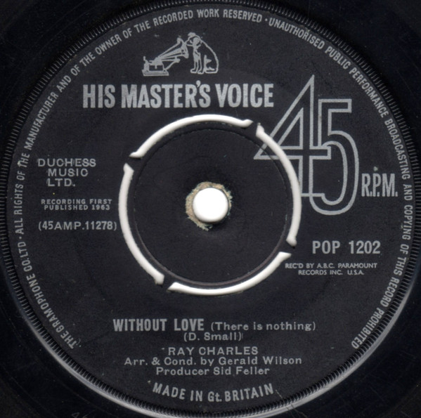 Ray Charles - Without Love (There Is Nothing) / No One - Used Vinyl Re image 1