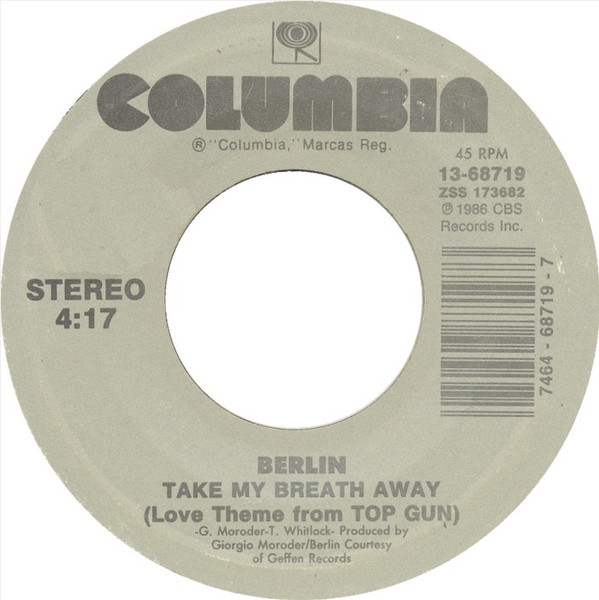Berlin - Take My Breath Away (Love Theme From Top Gun) - Used Vinyl R image 1