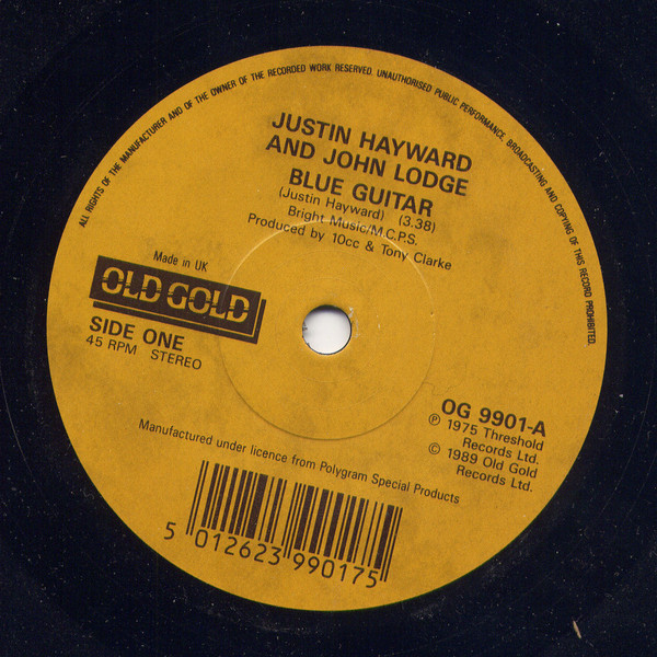 Justin Hayward - Blue Guitar - Used Vinyl Record 7" image 1