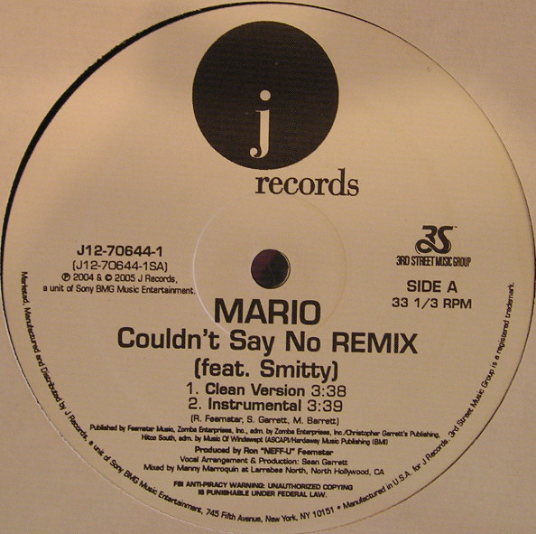 Mario - Couldn't Say No (Remix) - Used Vinyl Record 12" image 1