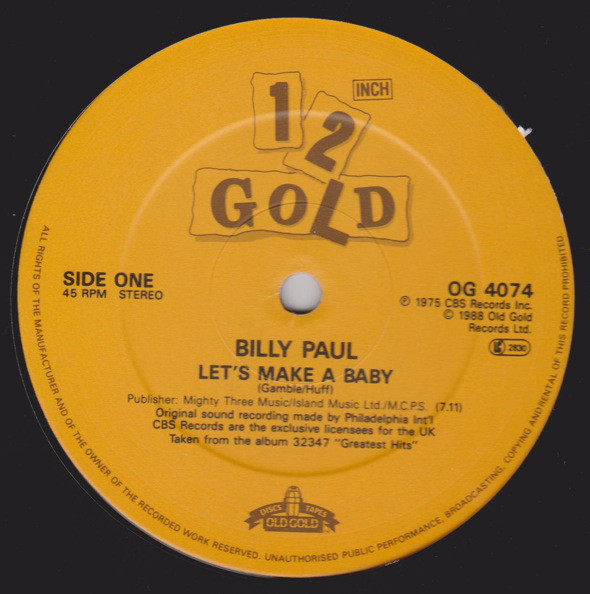 Billy Paul - Let's Make A Baby / America / Malorie - Used Vinyl Recor image 1
