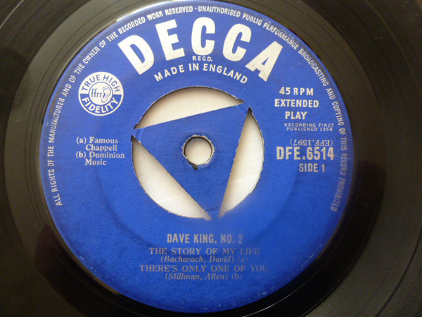 Dave King - No. 2 - Used Vinyl Record 7" image 1