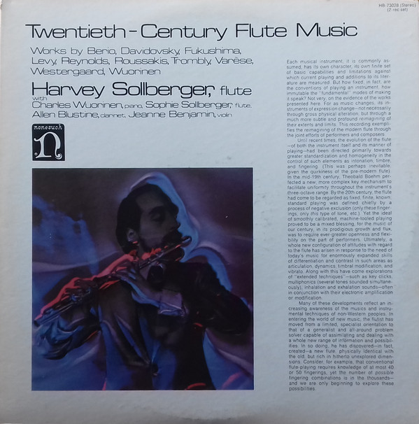 Twentieth-Century Flute Music (Works By Berio, Davidovsky, Fukushima, Levy, Reynolds, Roussakis, Trombly, Varèse, Westergaard, Wuorinen)