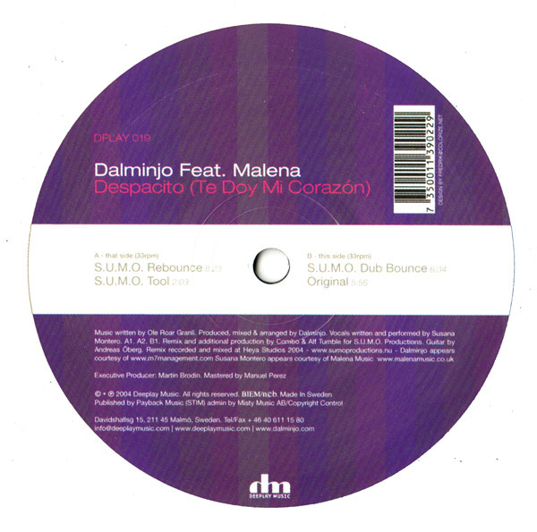 Dalminjo - Despacito (Te Doy Mi Corazon) - Used Vinyl Record 12" image 1