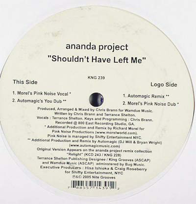 Ananda Project - Shouldn't Have Left Me - Vinyl Record 12" image 1