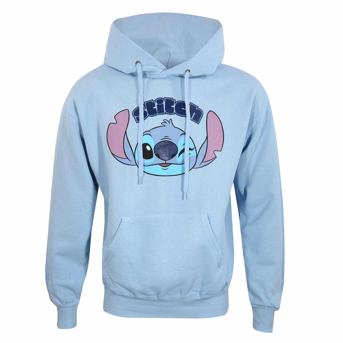 Stitch Cute Face (Unisex Blue Pullover Hoodie) Medium