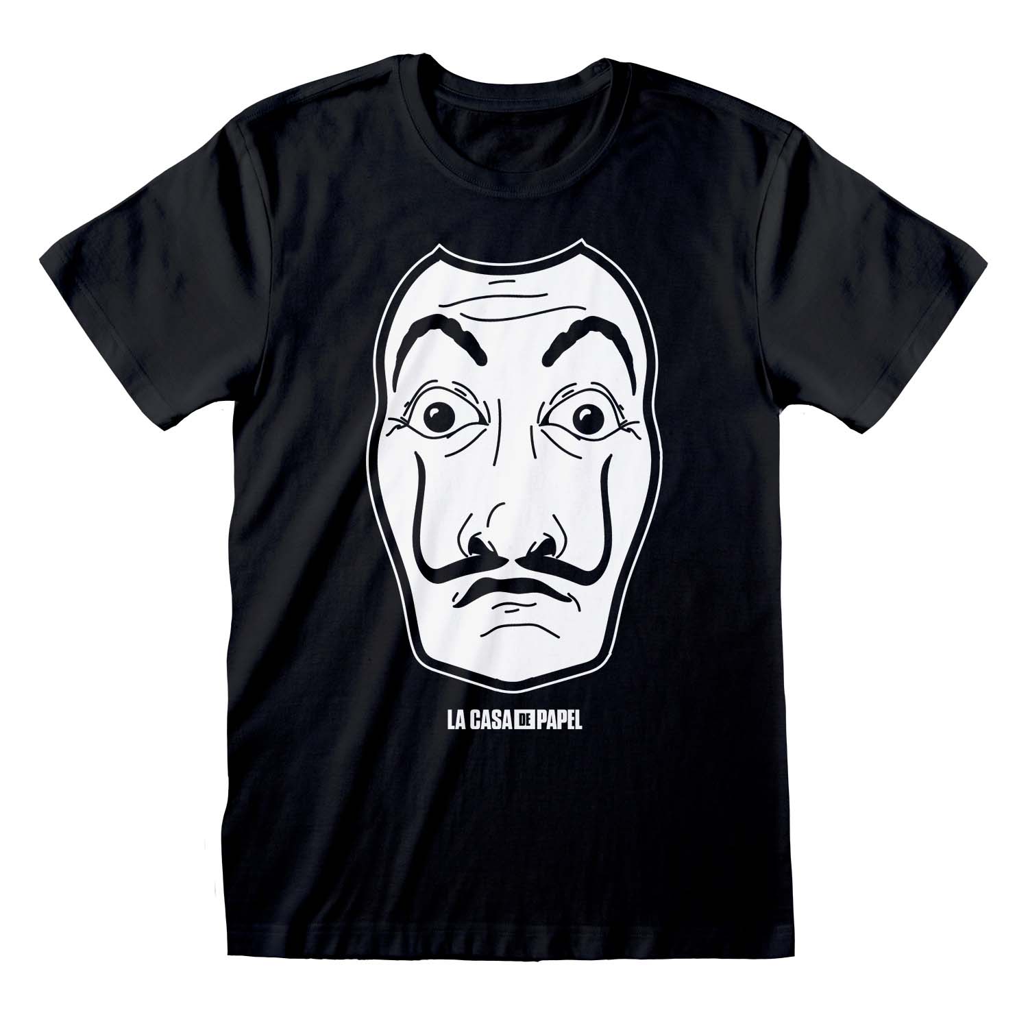 White Mask (Unisex Black T-Shirt) Large