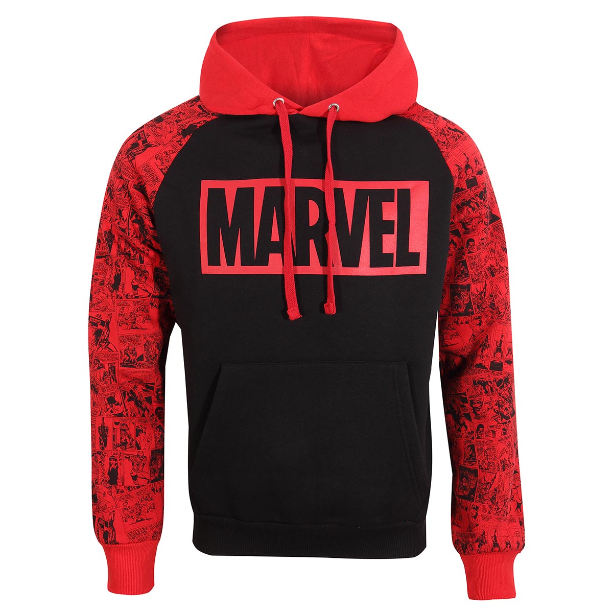 Marvel Universe - Logo and Pattern Unisex Pullover Hoodie Contrast