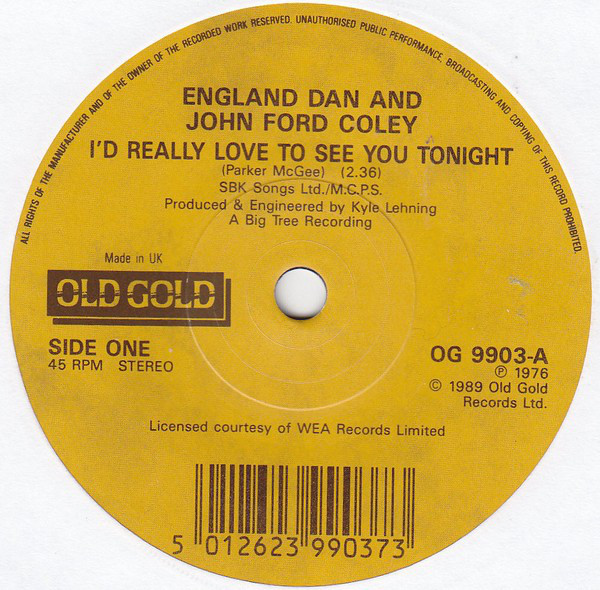England Dan & John F - I'd Really Love To See You Tonight / Nights Ar image 1