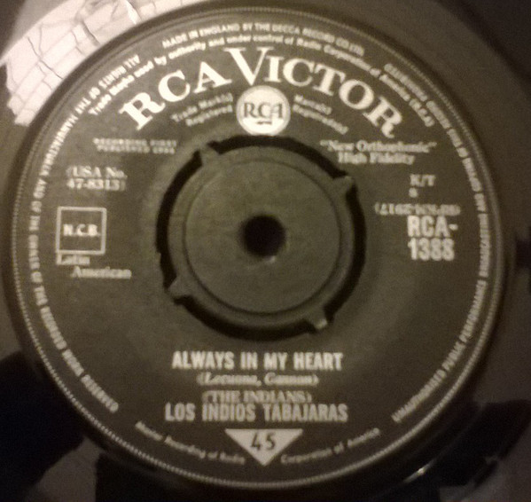 Los Indios Tabajaras - Always In My Heart - Used Vinyl Record 7" image 1