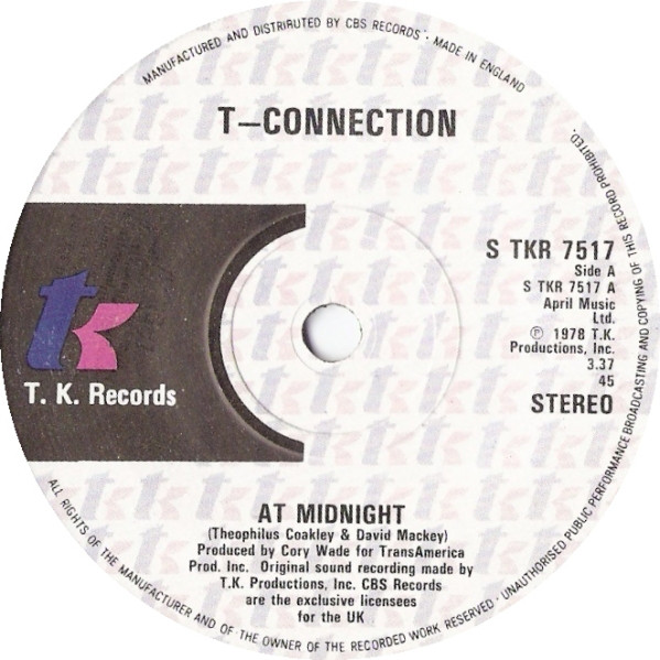 T-Connection - At Midnight - Used Vinyl Record 7" image 1