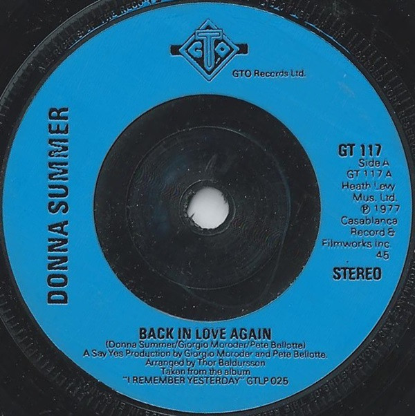 Donna Summer - Back In Love Again - Used Vinyl Record 7" image 1