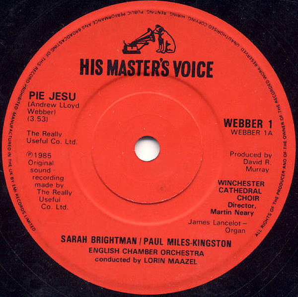 Sarah Brightman - Pie Jesu - Used Vinyl Record 7" image 1