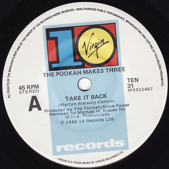 Pookah Makes Three - Take It Back - Used Vinyl Record 7" image 1