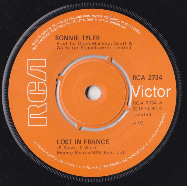 Bonnie Tyler - Lost In France - Used Vinyl Record 7" image 1