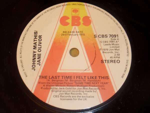 Johnny Mathis - Last Time I Felt Like This - Used Vinyl Recor image 1